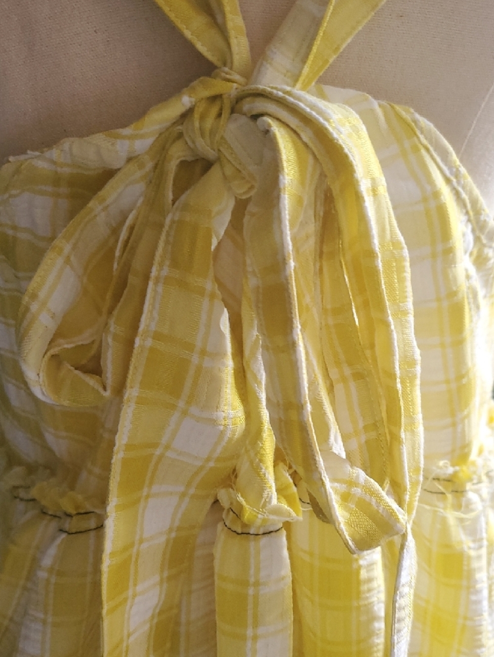 Free People Yellow Gingham Tiered V-Neck Maxi Dress - Picture 7 of 14